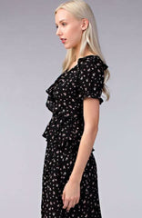 Becca Black Floral Two-Piece Midi Dress