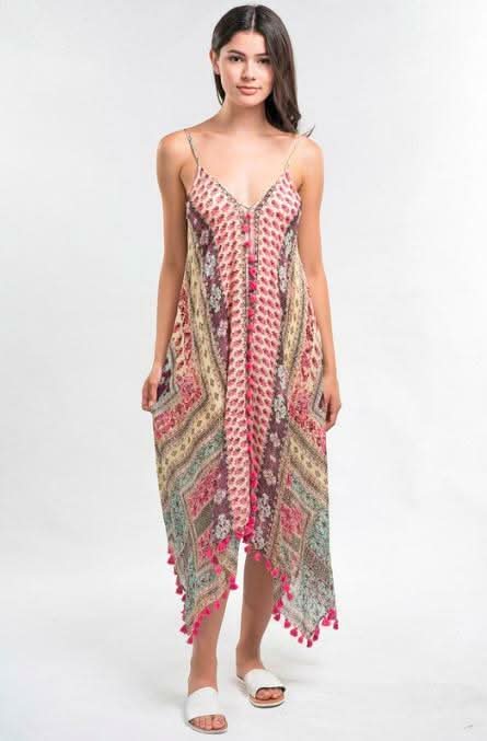 Sun Kissed Pink Paisley Print Scarf Dress