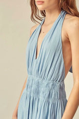 Tracie Light Blue Halter Romper
