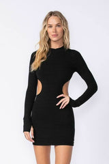 Delia Black Cutout Sweater Dress