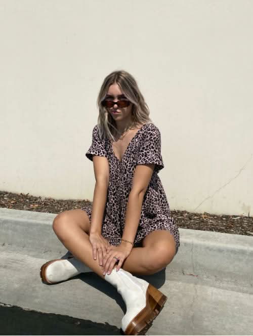 Corrie Leopard Print Romper Dress