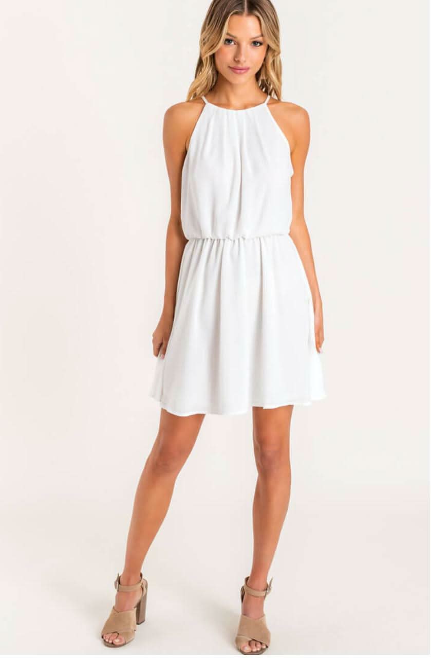 Feeling Flirty Off White Blouson Skater Dress