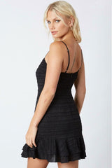 Isabella Black Ruffle Mini Dress