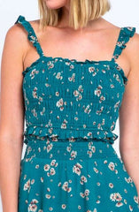 Gina Green Floral Print Two-Piece Dress
