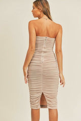Serenity Champagne Strapless Midi Dress