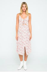 Buttercup Bouquet White Floral Double Tie-Front Sleeveless Dress