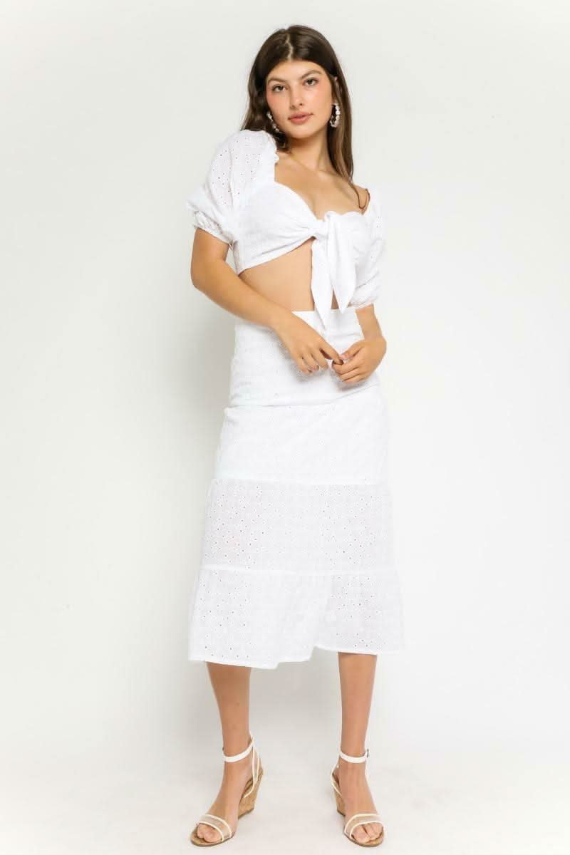 Take Me To Rhodes White Eyelet Crop Top