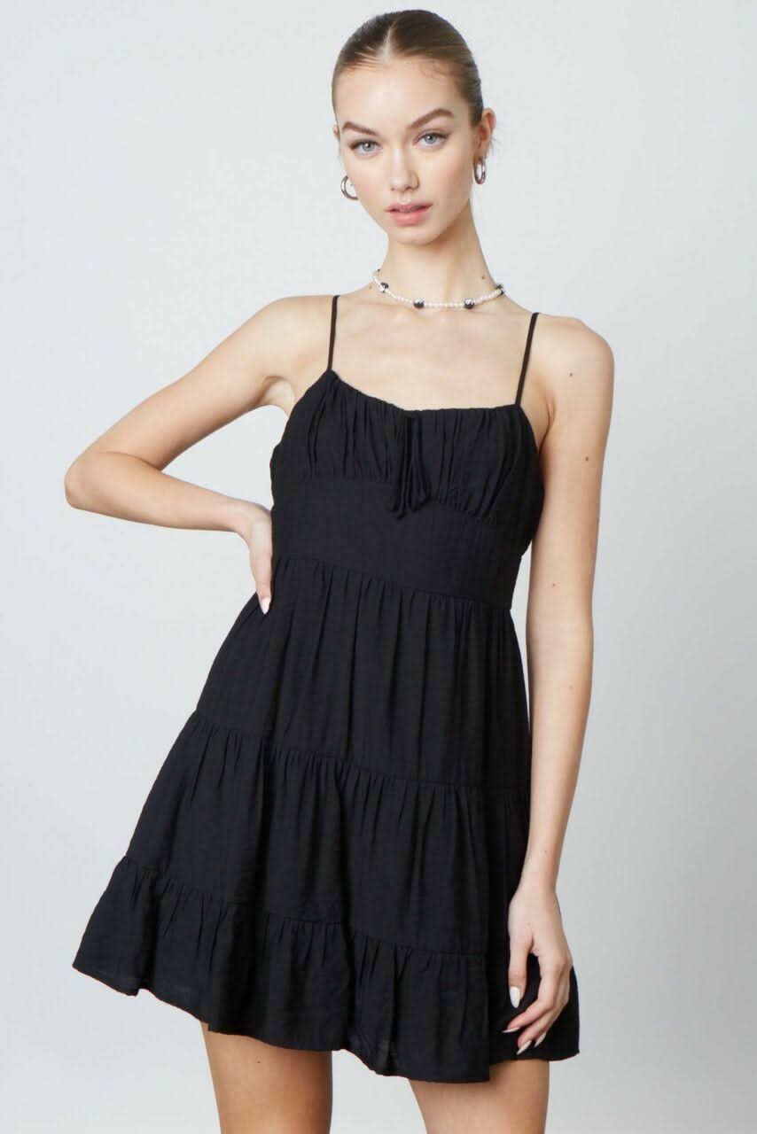 Mademoiselle Black Babydoll Mini Dress