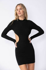 Delia Black Cutout Sweater Dress