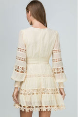 Felicity Ivory Long Sleeve Flare Mini Dress