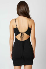 Fiona Black Criss-Cross Bodycon Halter Dress