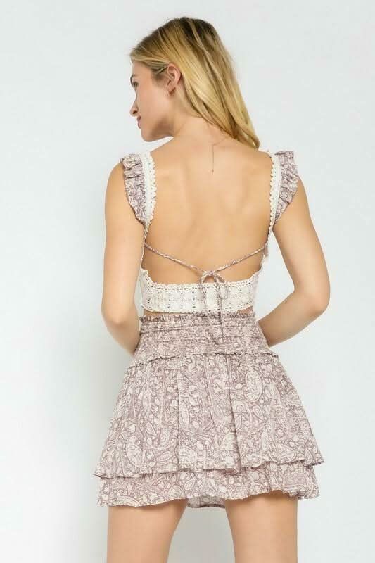 Luna Purple Dusk Paisley Two-Piece Mini Dress