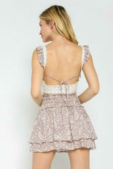 Luna Purple Dusk Paisley Two-Piece Mini Dress