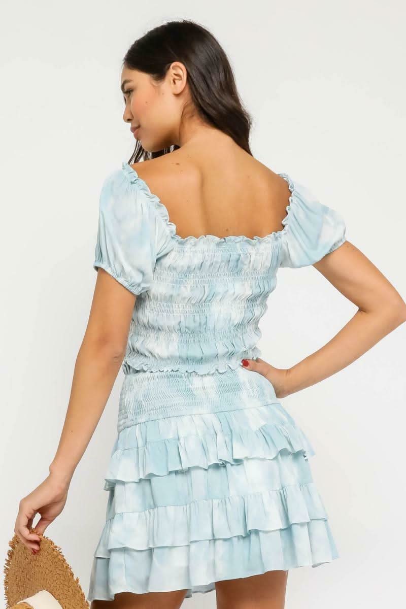 Daybreak Light Blue Tie-Dye Two-Piece Dress Set