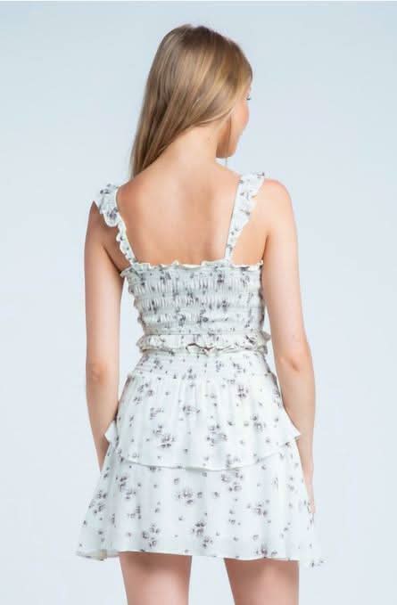 Gina White Floral Print Two-Piece Dress