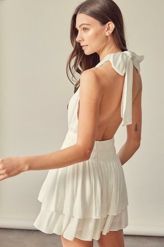 Tracie White Halter Romper