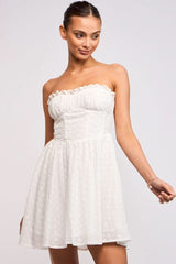 Jaida White Eyelet Strapless Mini Dress