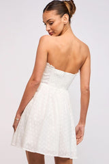 Jaida White Eyelet Strapless Mini Dress