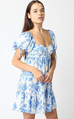 Jessie Blue Floral Babydoll Mini Dress