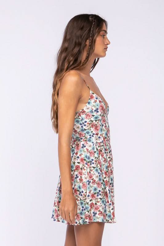 Dalia White Floral Drop Print Cami Dress