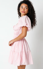 Kendall Pink Eyelet Puff Sleeve Mini Dress