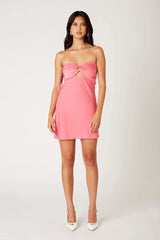 Khloe Pink Rose Satin Strapless Mini Dress