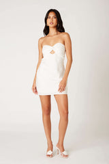 Khloe White Satin Strapless Mini Dress