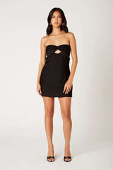 Khloe Black Satin Strapless Mini Dress
