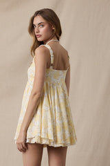 Layla Yellow Floral Babydoll Mini Dress