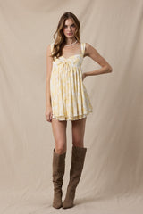 Layla Yellow Floral Babydoll Mini Dress