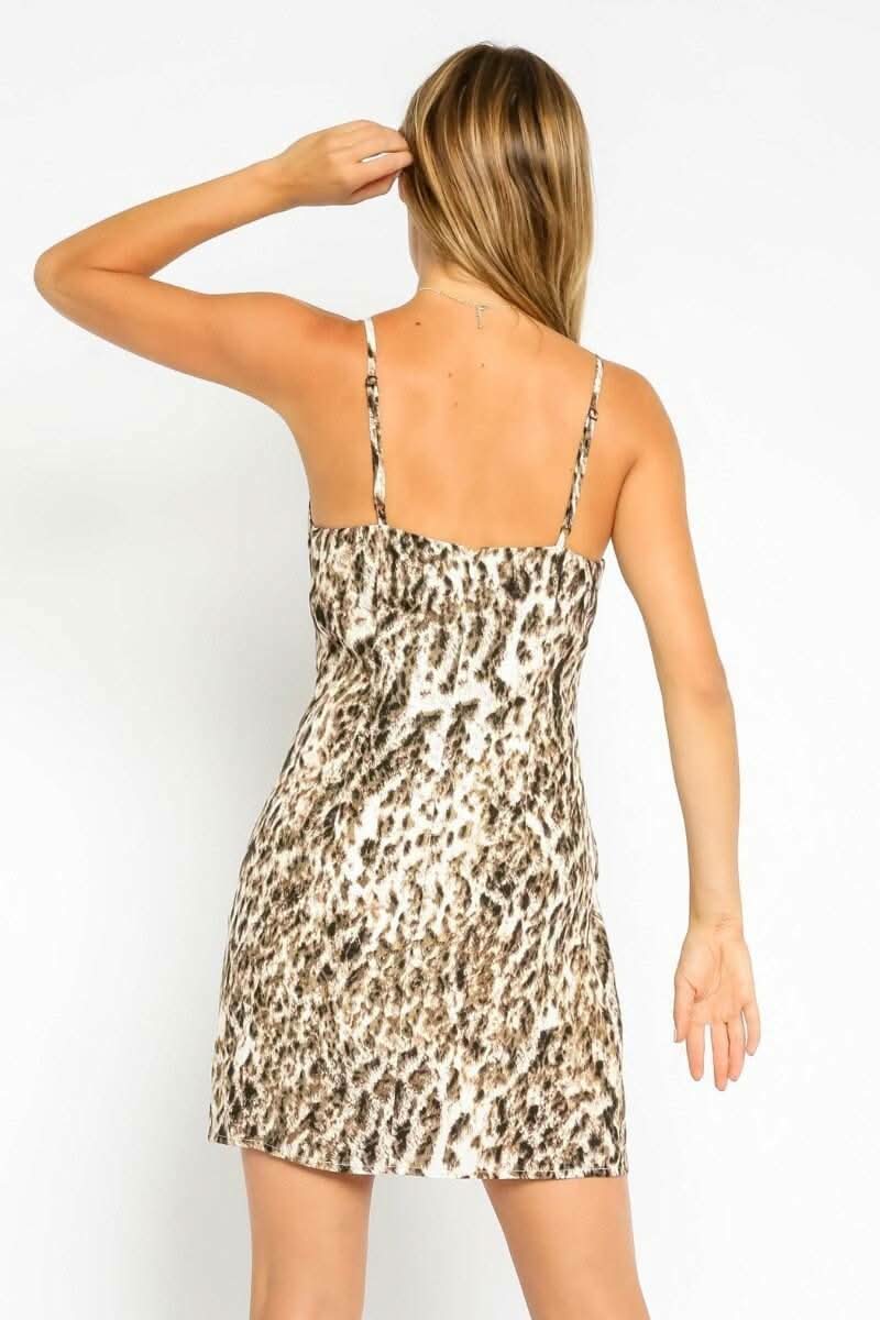 Marina Wild Leopard Ruched Mini Dress