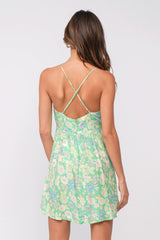 Lucia Green Daisy Print Corset Cami Dress