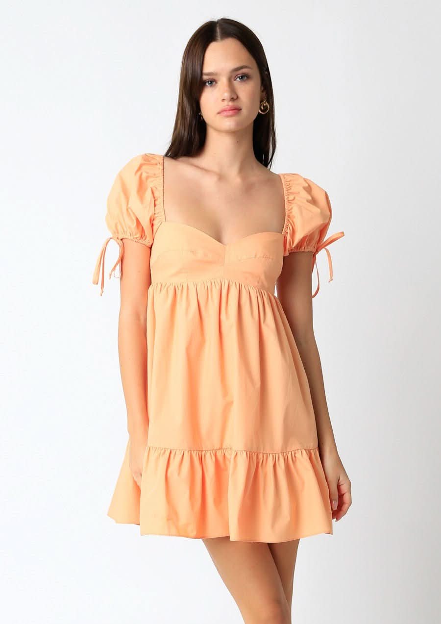 Jessie Light Orange Babydoll Mini Dress