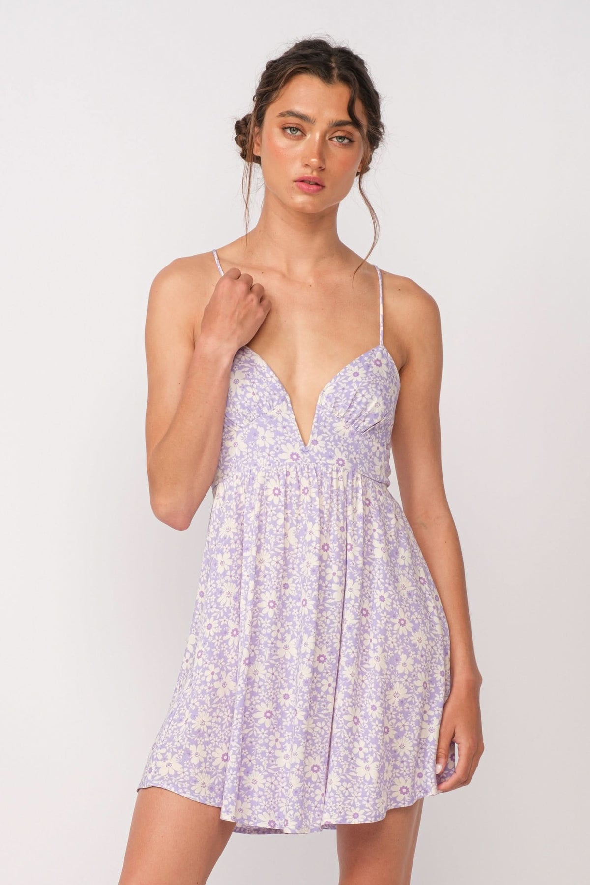 Lucia Purple Floral Corset Cami Dress