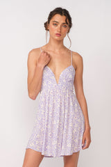 Lucia Purple Floral Corset Cami Dress