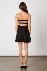 Nova Black Satin Strapless Romper