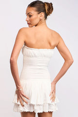 Lyla White Strapless Drop Waist Mini
