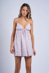 Martha Ditsy Pink Floral Babydoll Mini Dress