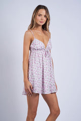 Martha Ditsy Pink Floral Babydoll Mini Dress