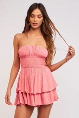 Michelle Rose Pink Strapless Romper Dress