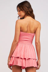 Michelle Rose Pink Strapless Romper Dress