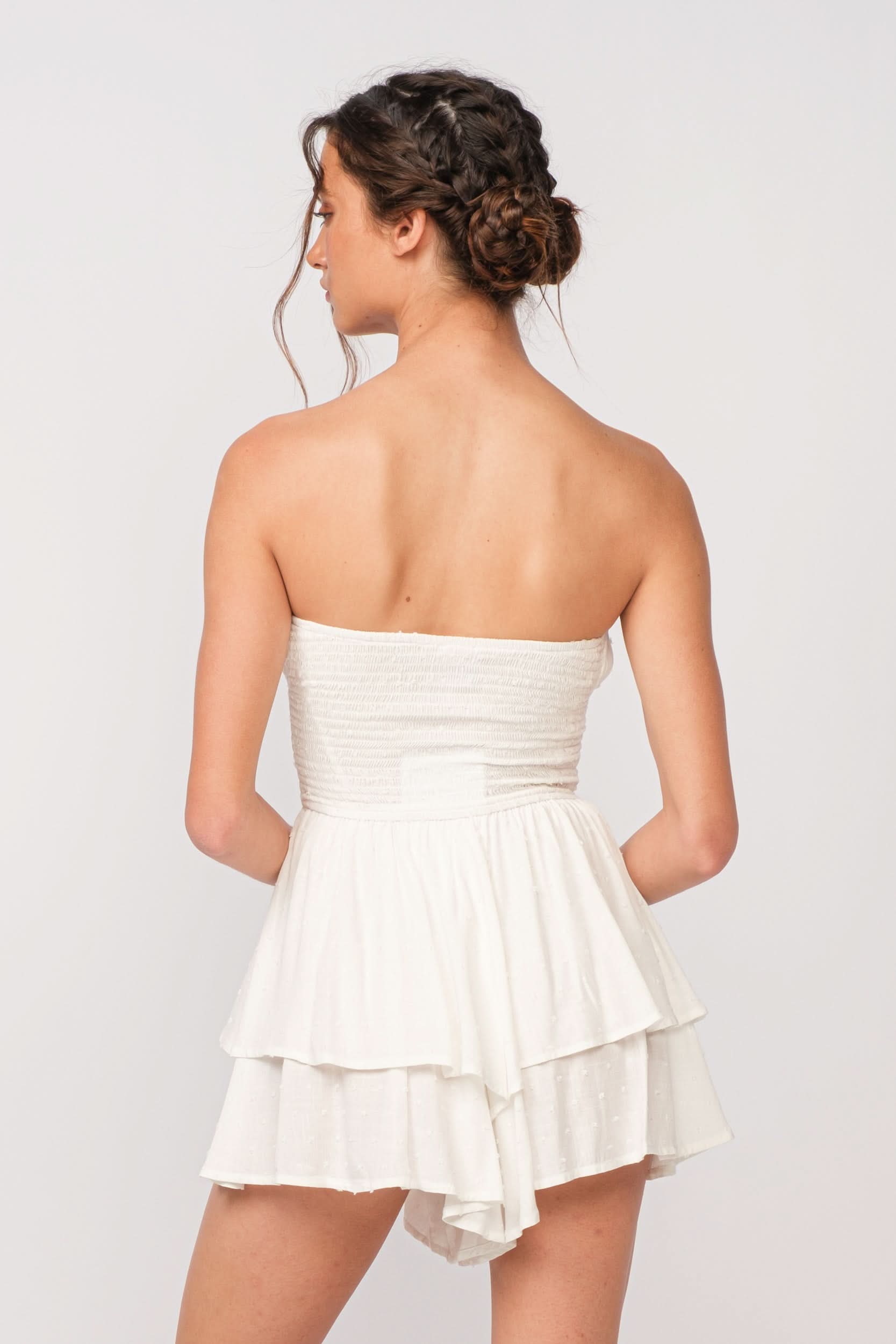 Michelle White Strapless Romper Dress