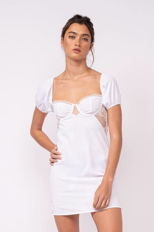Delilah White Puff Sleeve Bustier Dress