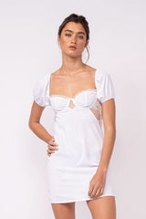 Delilah White Puff Sleeve Bustier Dress