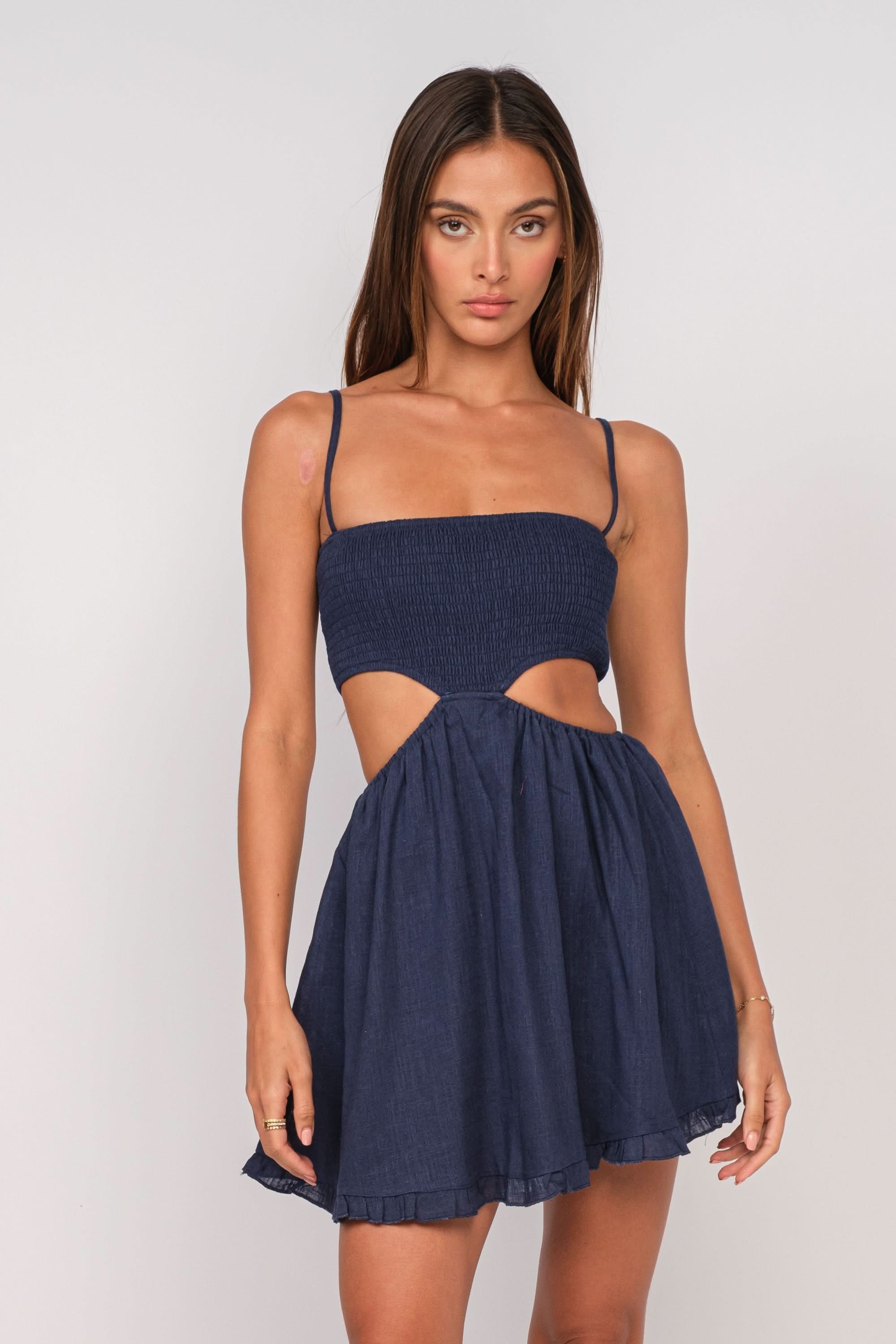Nadia Navy Blue Cutout Mini Dress