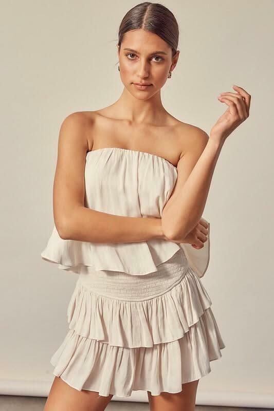 Monaco Ivory Strapless Romper