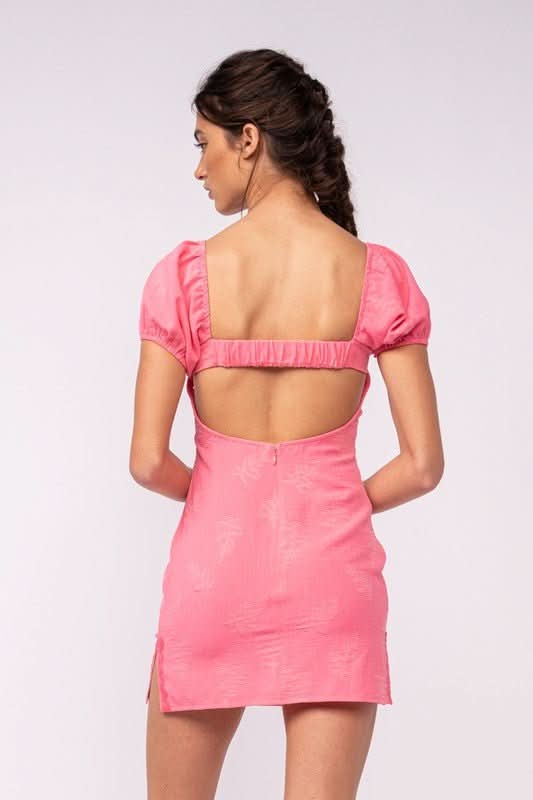 Delilah Pink Puff Sleeve Bustier Dress