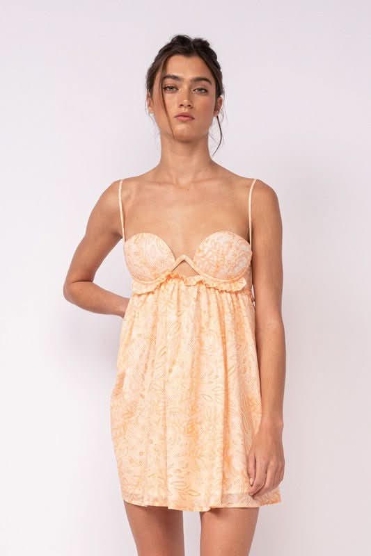 Drew Orange Floral Babydoll Cami Mini Dress