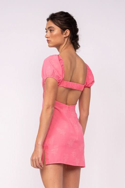 Delilah Pink Puff Sleeve Bustier Dress