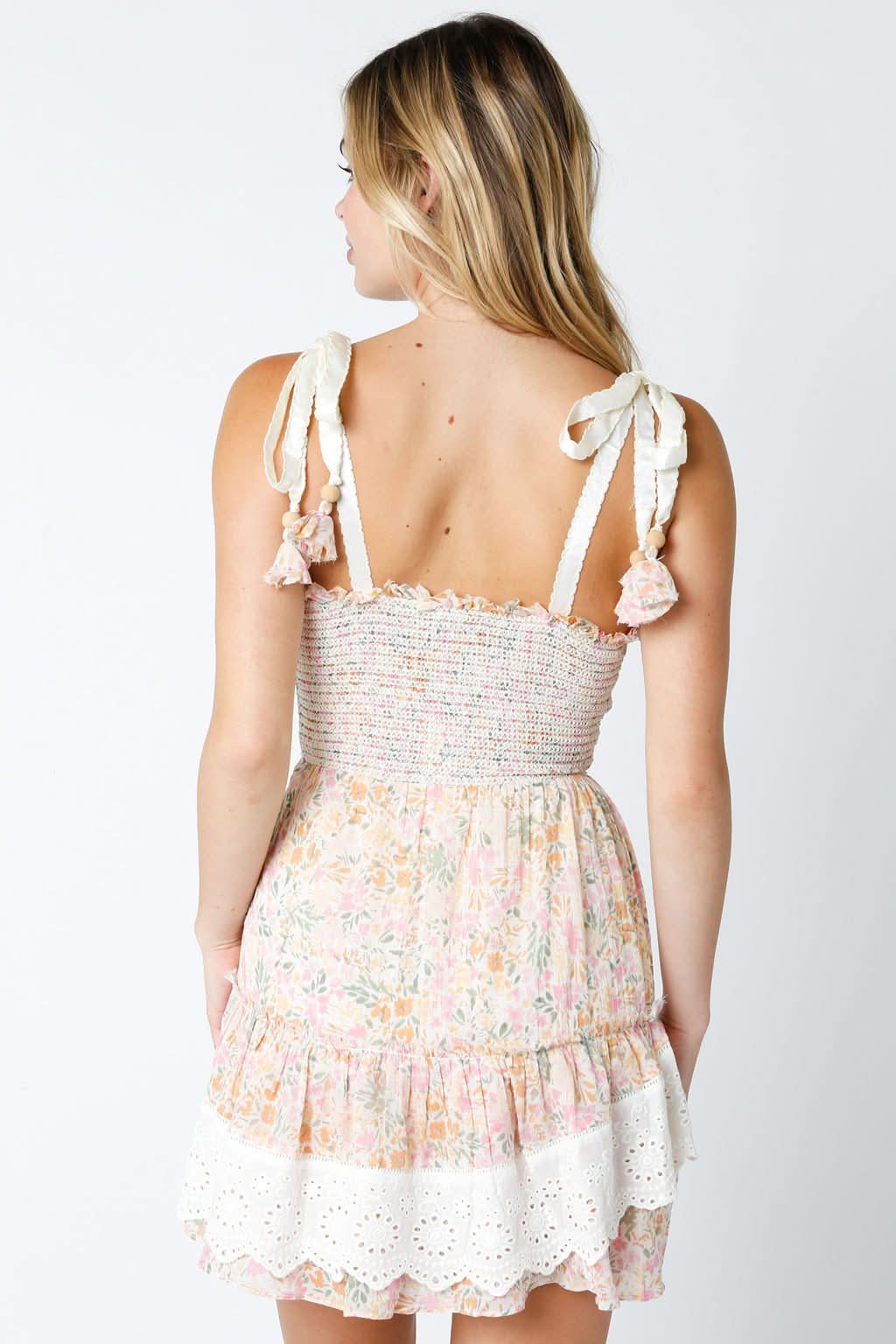 Riley Pink Floral Eyelet Bustier Mini Dress